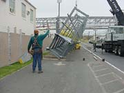 Bridge tilted to vertical